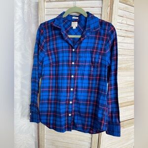 J. Crew Vibrant Blue and Red Checkered Shirt